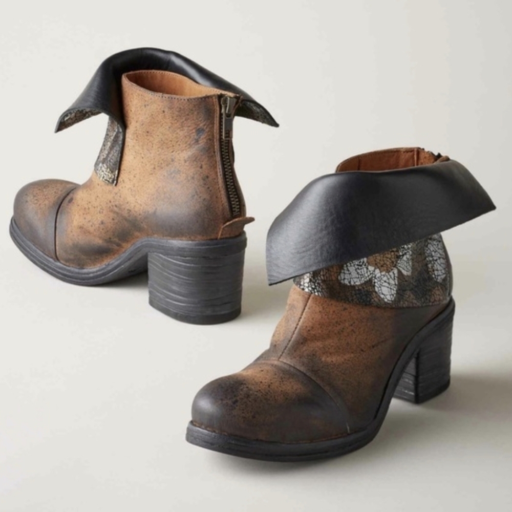 Papucei Pintura Metallic Floral Boots Brown Multi NWT